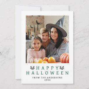 Minimalist Modern Spooky Happy Halloween 1 Photo Holiday Card
