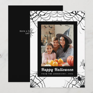Minimalist Modern Spooky Happy Halloween 1 Photo Holiday Card