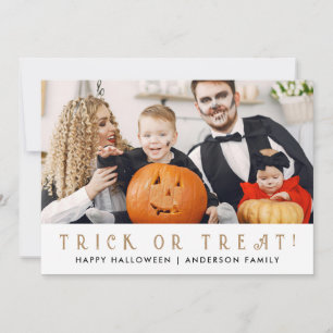 Minimalist Modern Spooky Happy Halloween 1 Photo Holiday Card