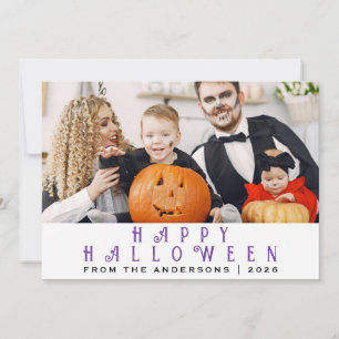Minimalist Modern Spooky Happy Halloween 1 Photo Holiday Card