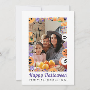 Minimalist Modern Spooky Happy Halloween 1 Photo Holiday Card