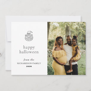 Minimalist Modern Spooky Happy Halloween 1 Photo Holiday Card