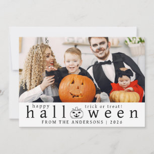 Minimalist Modern Spooky Happy Halloween 1 Photo Holiday Card