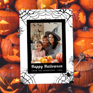 Minimalist Modern Spooky Happy Halloween 1 Photo Holiday Card