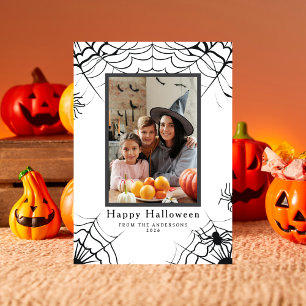 Minimalist Modern Spooky Happy Halloween 1 Photo Holiday Card