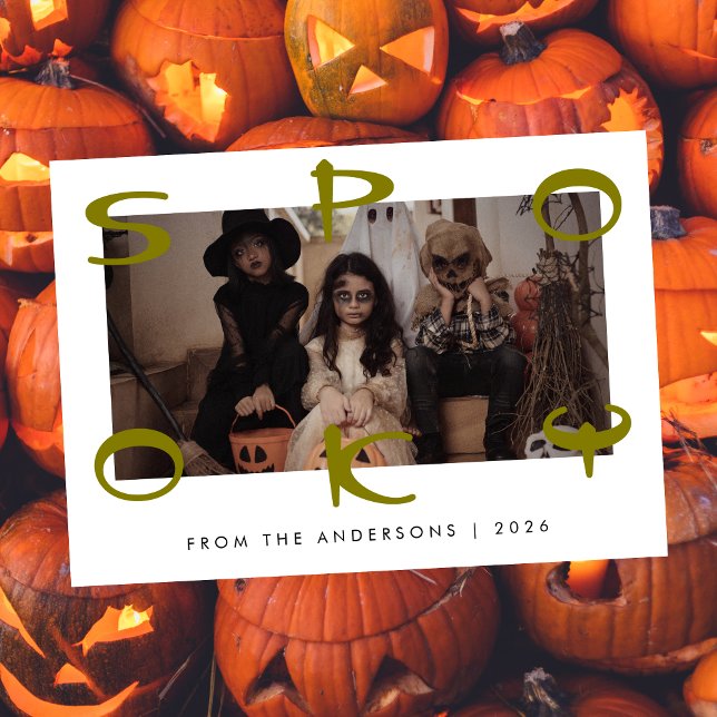 Minimalist Modern Spooky Happy Halloween 1 Photo Holiday Card (Creator Uploaded)