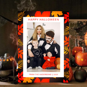 Minimalist Modern Spooky Happy Halloween 1 Photo Holiday Card