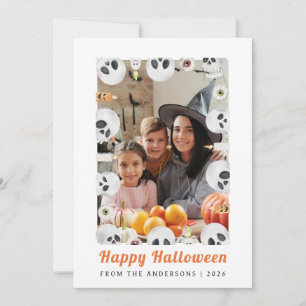 Minimalist Modern Spooky Happy Halloween 1 Photo Holiday Card
