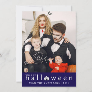 Minimalist Modern Spooky Happy Halloween 1 Photo Holiday Card