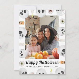 Minimalist Modern Spooky Happy Halloween 1 Photo Holiday Card