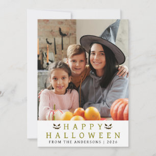 Minimalist Modern Spooky Happy Halloween 1 Photo Holiday Card