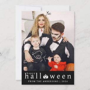 Minimalist Modern Spooky Happy Halloween 1 Photo Holiday Card