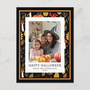 Minimalist Modern Spooky Happy Halloween 1 Photo Holiday Postcard