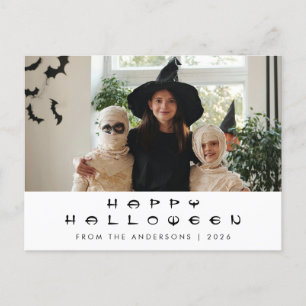 Minimalist Modern Spooky Happy Halloween 1 Photo Holiday Postcard