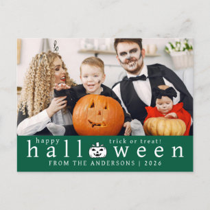 Minimalist Modern Spooky Happy Halloween 1 Photo Holiday Postcard
