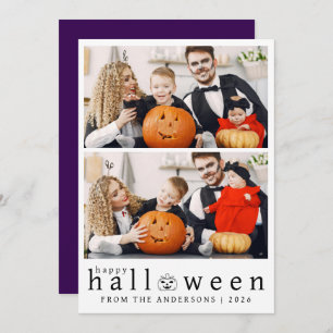 Minimalist Modern Spooky Happy Halloween 2 Photo Holiday Card