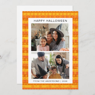 Minimalist Modern Spooky Happy Halloween 2 Photo Holiday Card