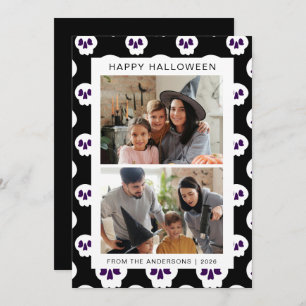Minimalist Modern Spooky Happy Halloween 2 Photo Holiday Card