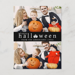 Minimalist Modern Spooky Happy Halloween 2 Photo Holiday Postcard
