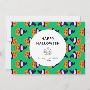 Minimalist Modern Spooky Happy Halloween 3 Photo Holiday Card