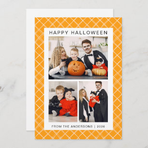 Minimalist Modern Spooky Happy Halloween 3 Photo Holiday Card
