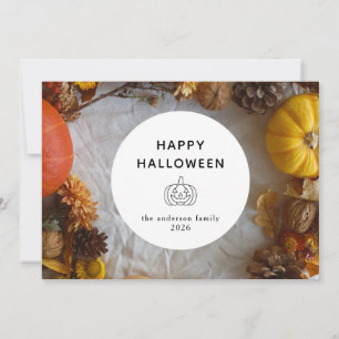 Minimalist Modern Spooky Happy Halloween 3 Photo Holiday Card