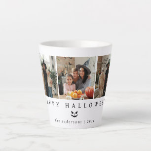 Minimalist Modern Spooky Happy Halloween 3 Photo Latte Mug