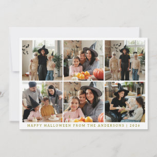 Minimalist Modern Spooky Happy Halloween 6 Photo Holiday Card