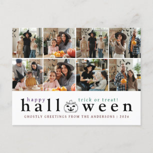 Minimalist Modern Spooky Happy Halloween 6 Photo Holiday Postcard