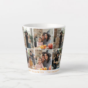 Minimalist Modern Spooky Happy Halloween 6 Photo Latte Mug