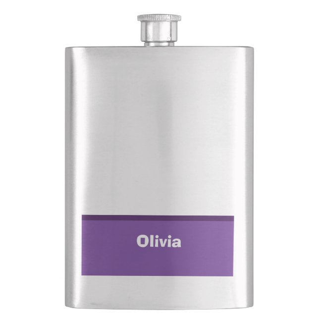 Minimalist Modern Stripe Name or Monogram Hip Flask (Front)