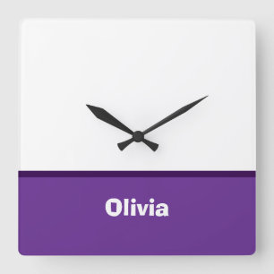 Minimalist Modern Stripe Name or Monogram Square Wall Clock