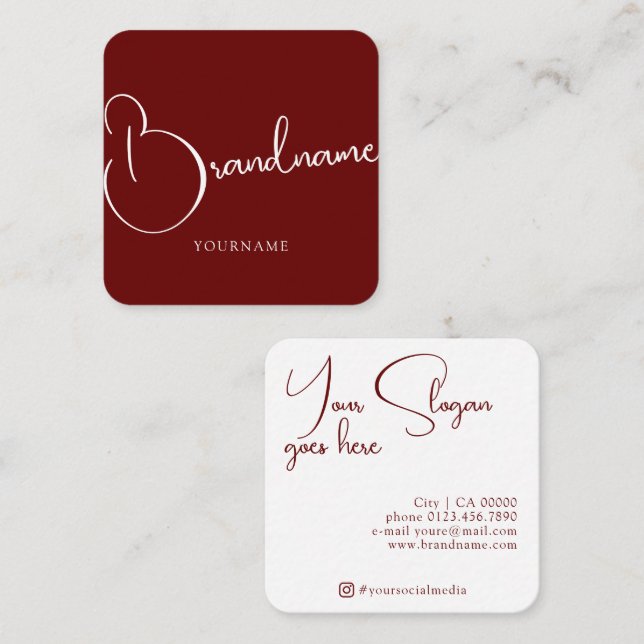 Minimalist Modern Style 2 Coloured Simple Plain  Square Business Card (Front/Back)