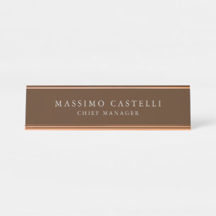Minimalist Modern Stylish Brown Professional Desk Name Plate