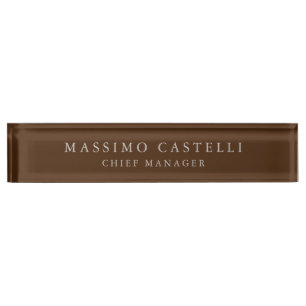 Minimalist Modern Stylish Brown Professional Nameplate