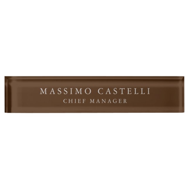 Minimalist Modern Stylish Brown Professional Nameplate (Front)