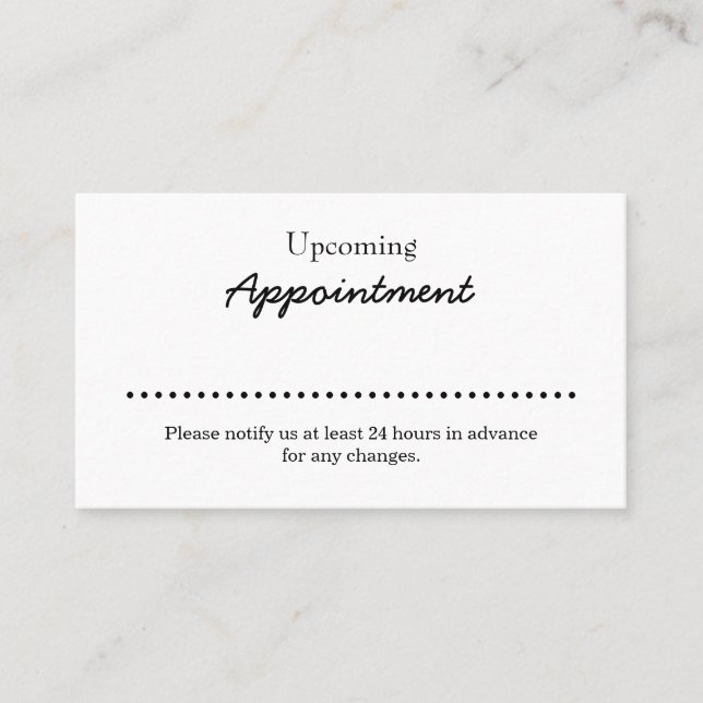 Minimalist Modern | Stylish Handwritten Reminder Appointment Card (Front)