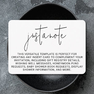 Minimalist Modern Stylish Simple Just A Note Enclosure Card
