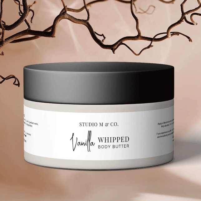 Minimalist Modern Sugar Scrub Lotion 4 OZ 120g Jar Wrap Around Label (Modern fully editable 4 OZ cosmetic jar wrap around label (verify size for a good fit))