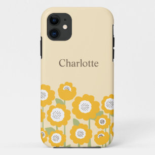 Minimalist Modern Sunflower Minimal Custom Name Case-Mate iPhone Case