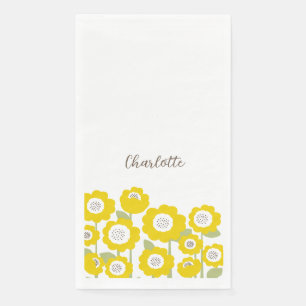 Minimalist Modern Sunflower Minimal Custom Name Napkin