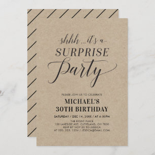 Minimalist Modern Surprise 30th Birthday Party Invitation