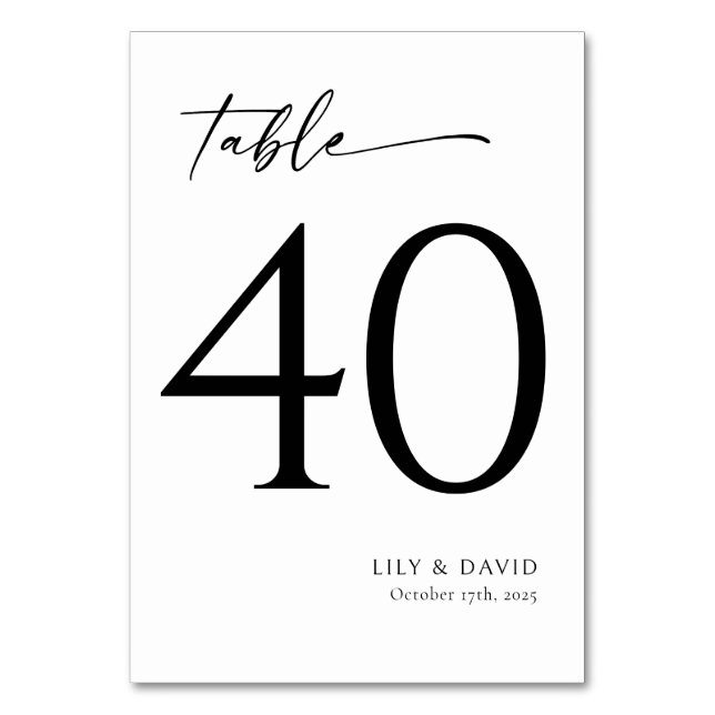 Minimalist Modern Table Number (Front)