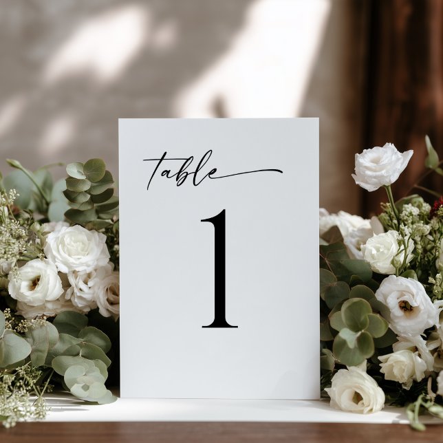 Minimalist Modern Table Number (Simple Editorial Design Table Number Card)