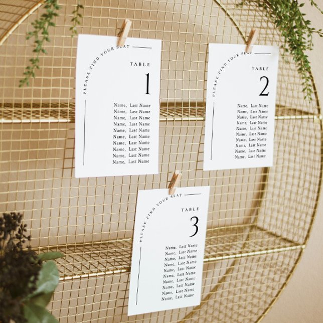 Minimalist Modern Table Number Seating Chart Cards (Creator Uploaded)