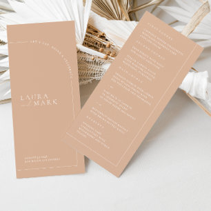 Minimalist Modern Tan Boho Arch Wedding Menu