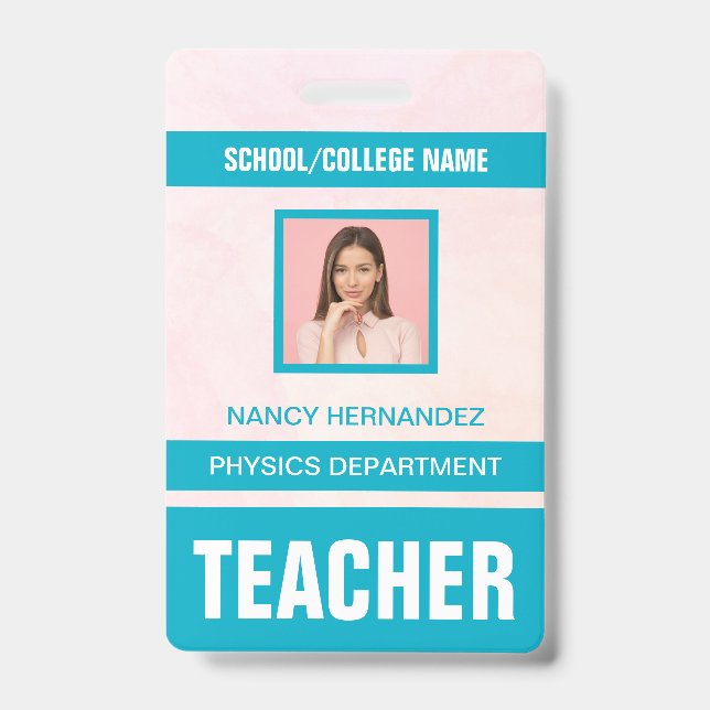 Minimalist Modern Teacher ID Card Badge (Front)