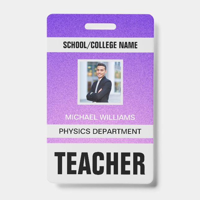 Minimalist Modern Teacher ID Card Badge (Front)