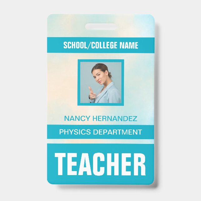 Minimalist Modern Teacher ID Card Badge (Front)