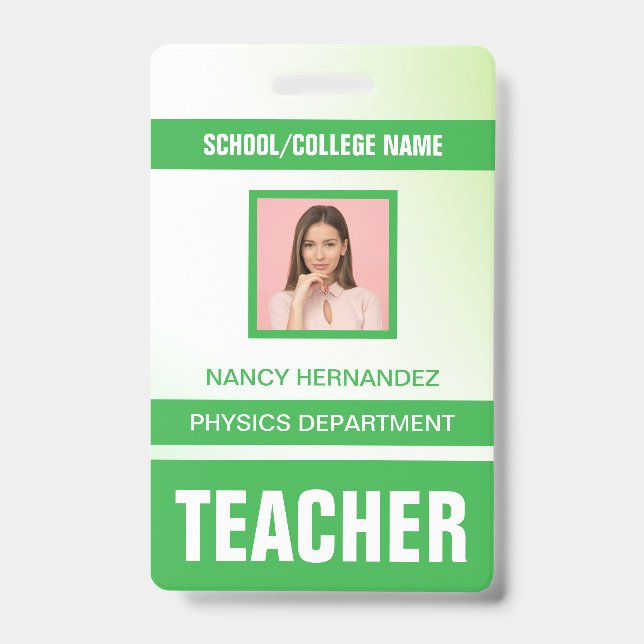 Minimalist Modern Teacher ID Card Badge (Front)
